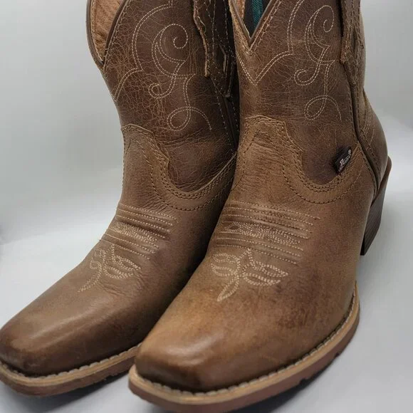 Justin Gypsy Chellie Western Booties Women 7.5B Tan Leather Square Ankle GY9510 - Picture 1 of 16